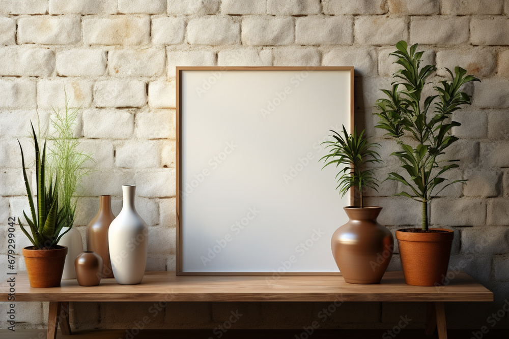Fototapeta premium Room interior design with poster mockup