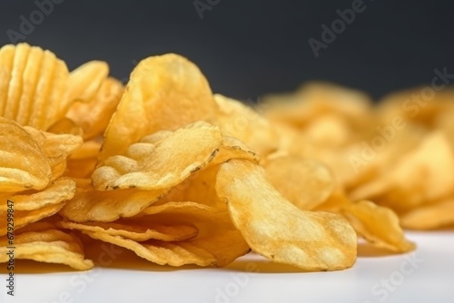 Potato chips close up. Generative AI