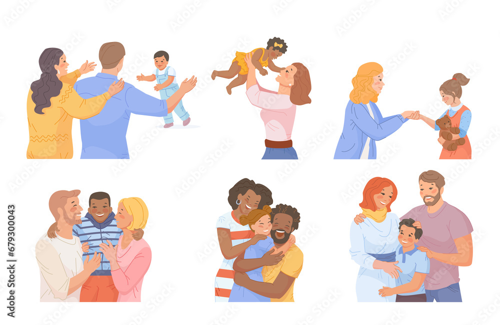 Family kids adoption. Multicultural parents adopt child, adopted kid, love foster orphan children, charity relationship, mother care custod society support swanky png