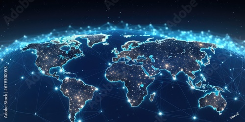 Abstract Concept Of A Global Business Network. Сoncept Digital Connectivity, Cross-Cultural Collaboration, Economic Integration, Technological Advancements, Global Market Expansion photo