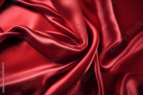 Red satin or silk fabric background. Generative AI