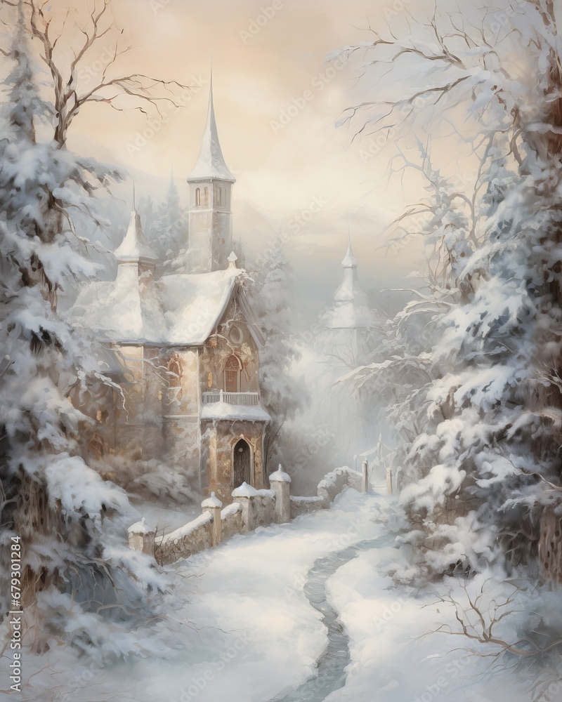 church in the snow, winter in the city church in the snow, winter in the city