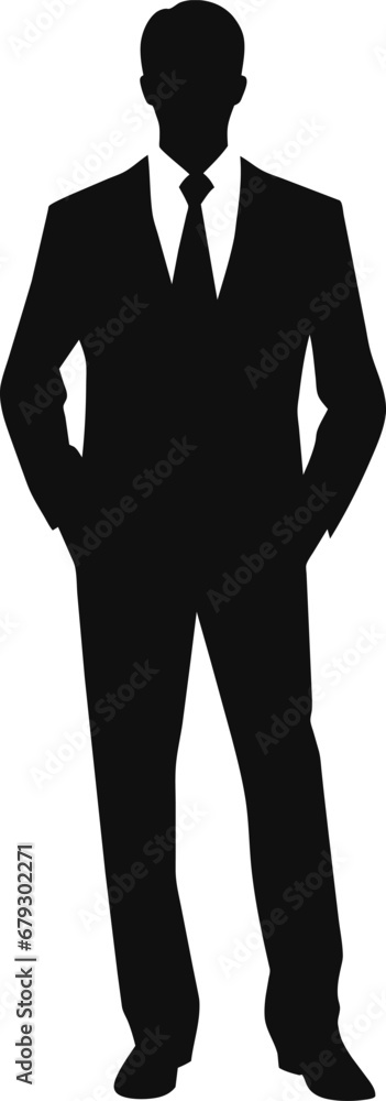 Business man walking forward, front view of adult man in suit, isolated vector silhouette Business man walking forward, front view of adult man in suit, isolated vector silhouette