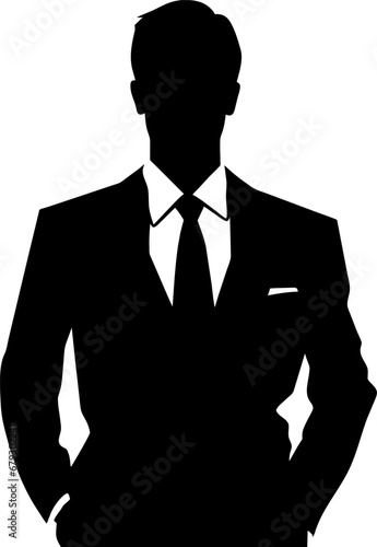 Silhouette of a business man hands in pocket - with clipping path