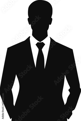 Business man walking forward, front view of adult man in suit, isolated vector silhouette