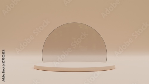 Brown cylinder pedestal podium display, Empty room background. Abstract modern vector rendering 3d shape for products display presentation © rjsoni