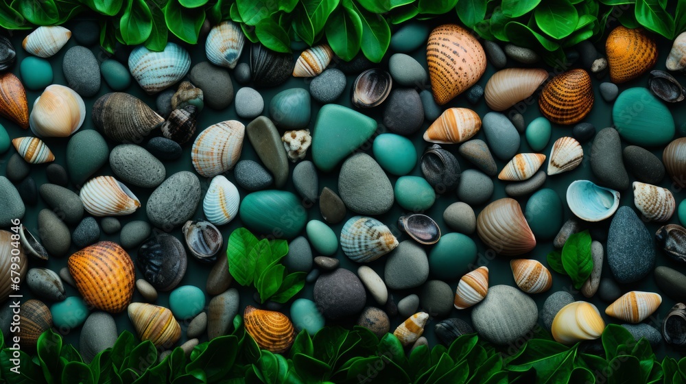 background of many shells and stones. background of many shells and stones.