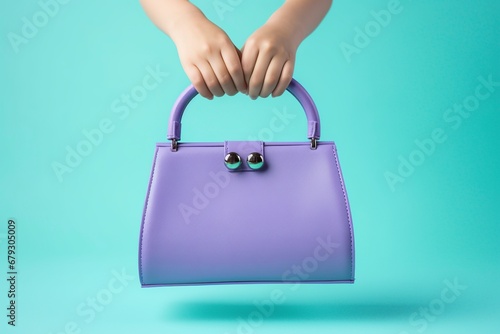 young woman holding her purple bag