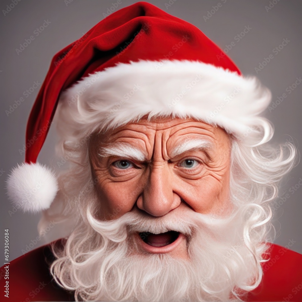 portrait of a santa claus face reaction Generative AI portrait of a santa claus face reaction Generative AI