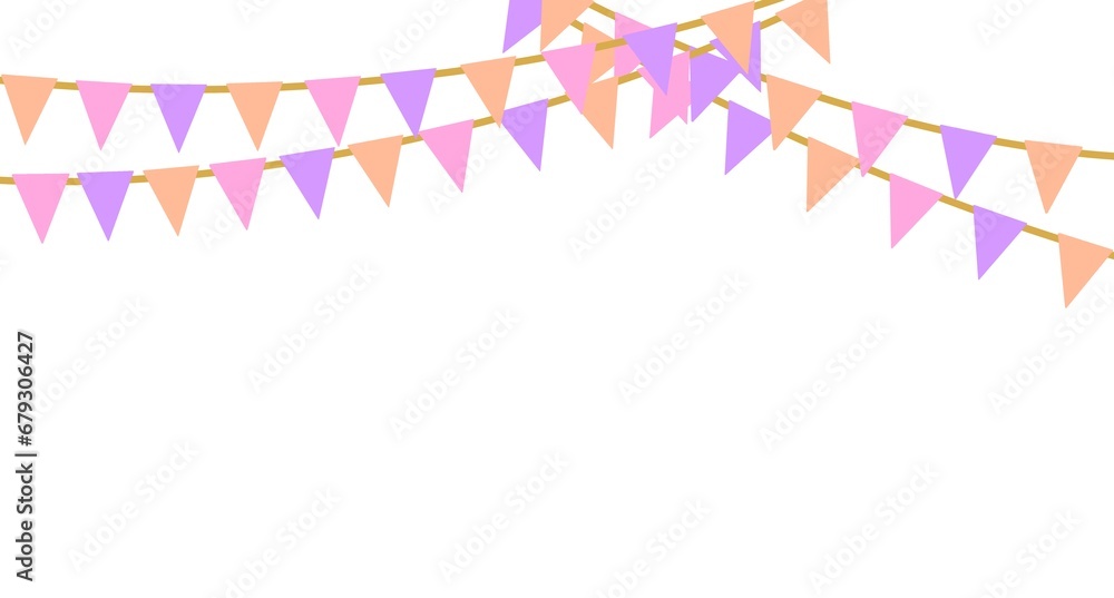 White Party Background with Colorful Flags Illustration.