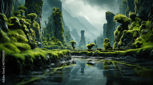 green miniature landscape. Generative AI © Sascha