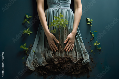 Ein Kleid aus dem ein Baum wächst (Generative AI) photo