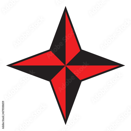 vector black and red 4 point star tattoo art old school style star shape illustration isolated white background traditional tatuaggio marie luciano design
