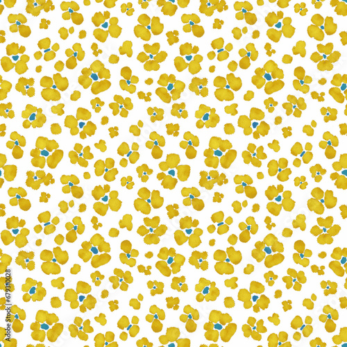 Beautiful minimalist seamless pattern with cute colorful abstract flowers. Stock print illustration. Popular design.