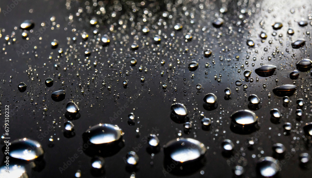Water Droplets on Glossy Black Water Droplets on Glossy Black