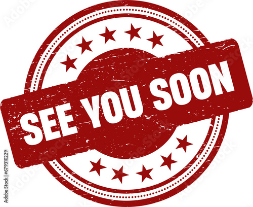 Bilde på lerret see you soon round red stamp.