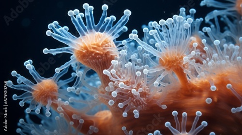 coral polyps on the ocean floor.