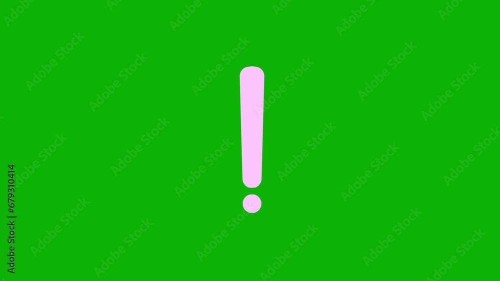 Animated pink symbol of exclamation mark. Radiance from rays around symbol. Concept of warning, attention, information. Looped video. Vector illustration isolated on a green background. Animated pink symbol of exclamation mark. Radiance from rays around symbol. Concept of warning, attention, information. Looped video. Vector illustration isolated on a green background.