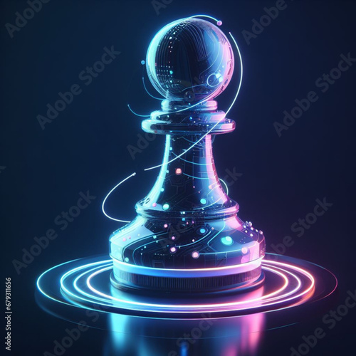 3d chess pawn icon isolated