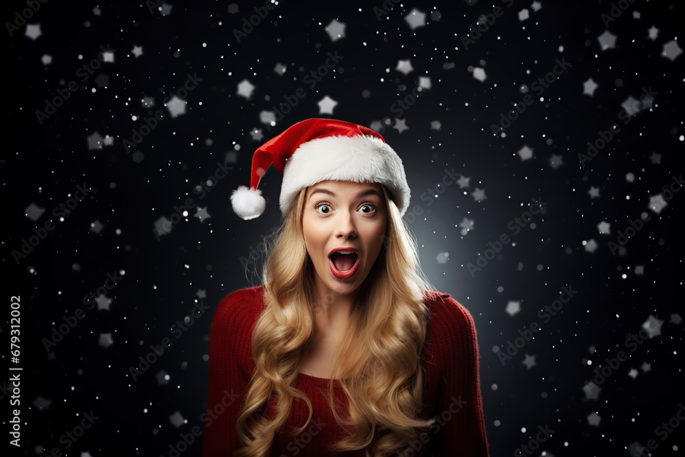 pretty woman in santa claus hat in christmas pretty woman in santa claus hat in christmas