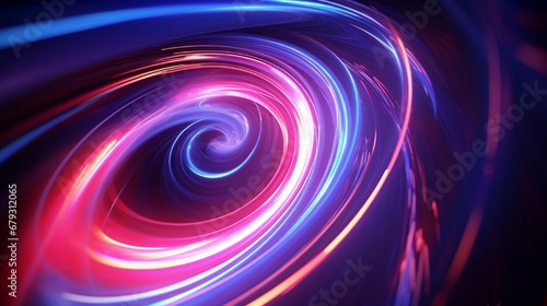 3d render. Abstract neon background of glowing lines. Energy vortex macro. Modern wallpaper