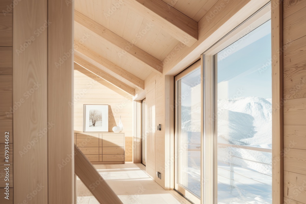 Fototapeta premium Close up details of interior of modern chalet in the mountains