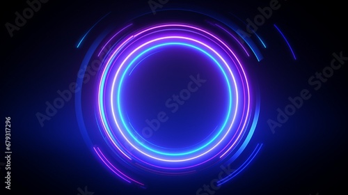 Blue purple glowing neon circle abstract futuristic background. Technology concept vector design