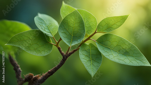 Green leaves on a branch