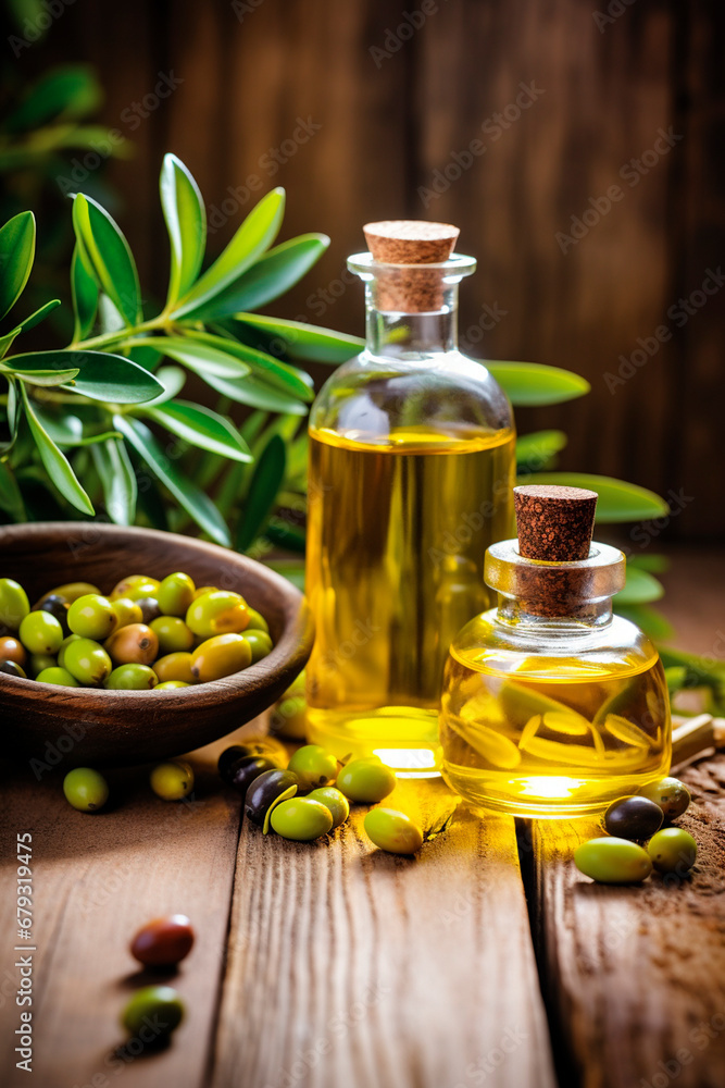 Jojoba essential oil in a bottle. Generative AI, Jojoba essential oil in a bottle. Generative AI,