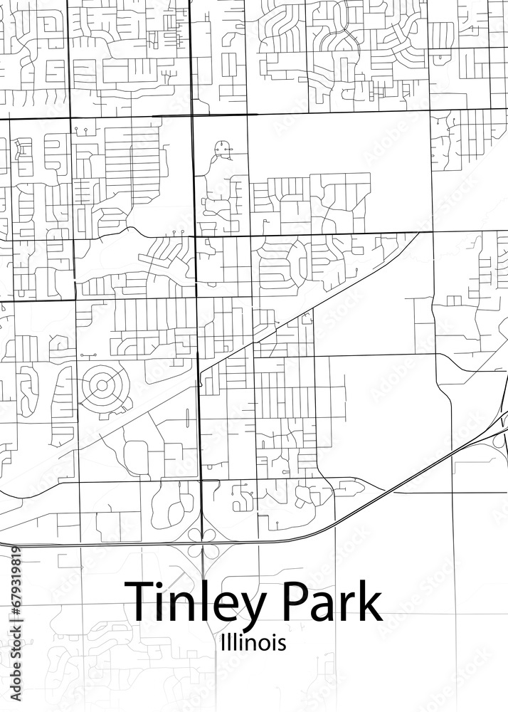 Tinley Park Illinois minimalist map