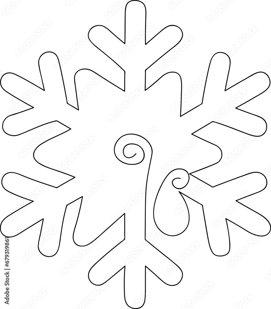 Obraz premium Snowflake continuous one line drawing. Christmas winter decoration silhouette. Line art. Single line. Logo icon concept. Vector illustration.