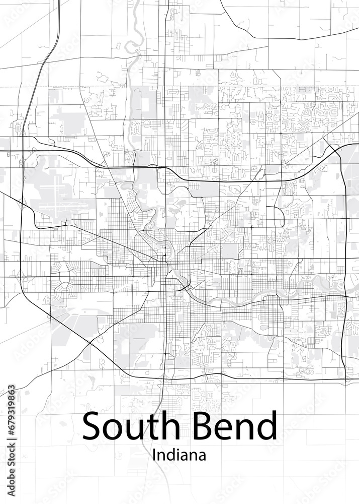 South Bend Indiana minimalist map