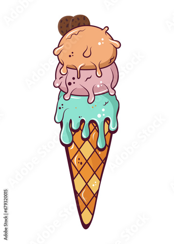 Groovy ice cream characters. (ID: 679320015)