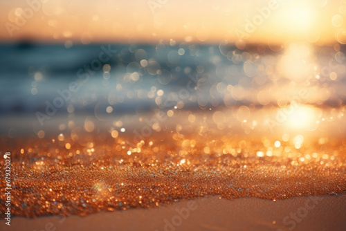 Radiant Copper Glow: Abstract Beach Bokeh
