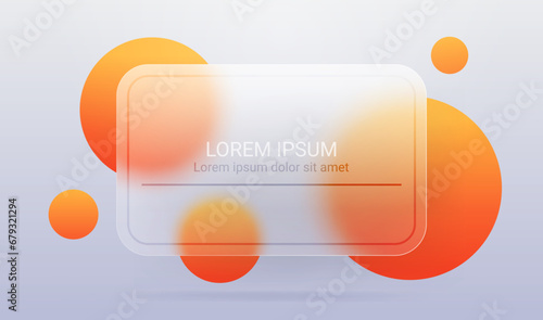 Rectangular plank glass morphism style. Screensaver template transparent glass blur abstract design. Vector illustration