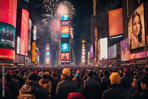 Festival Celebration at NYC of New York, Hyper active celebration of christmas, new year etc festivals with fireworks at night
