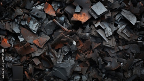 Parts of scrap iron easy to use for graphic backgrounds in manufacturing, steel industry, factories, etc.