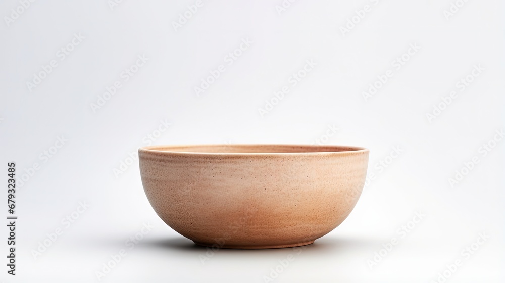 One clay bowl isolated on white. Cooking utensil One clay bowl isolated on white. Cooking utensil