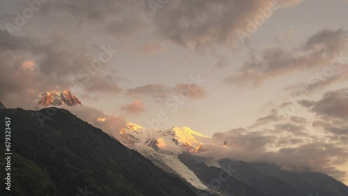 Sunset and stars time lapse over Mont Blanc, France