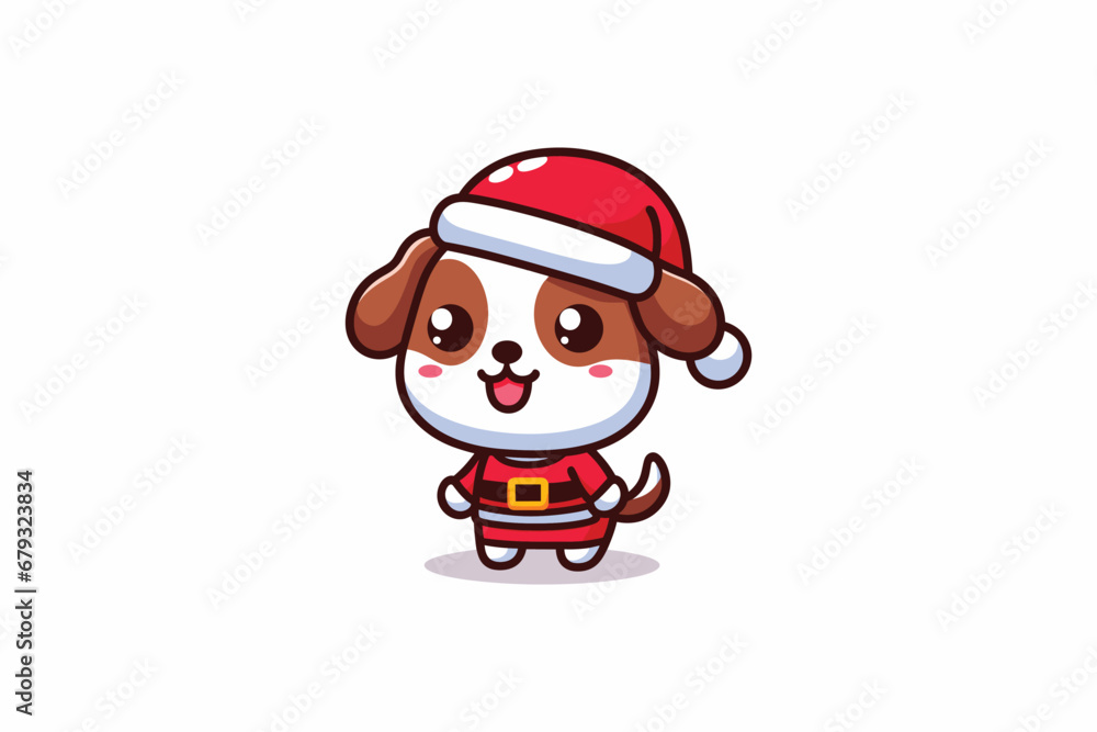Santa Claus Cute Dog vector Illustration