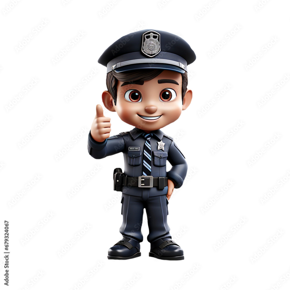 a 3d young police isolated on isolated transparent background png. Generated with Ai a 3d young police isolated on isolated transparent background png. Generated with Ai