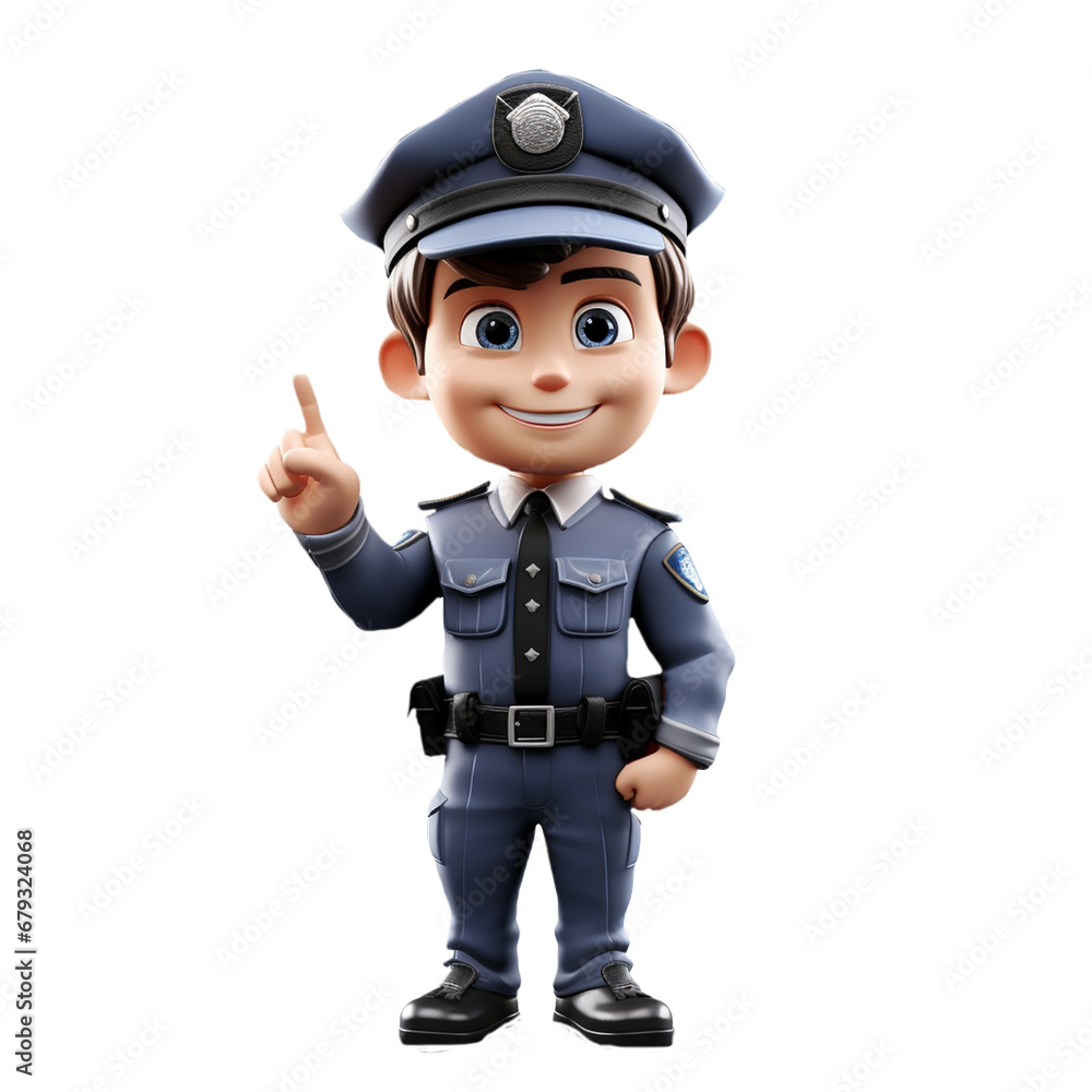 a 3d young police isolated on isolated transparent background png. Generated with Ai a 3d young police isolated on isolated transparent background png. Generated with Ai