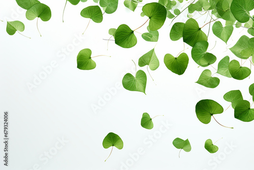 Green leaves on white background