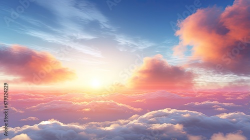 Sunset sky for background or sunrise sky and cloud at morning. #679324229