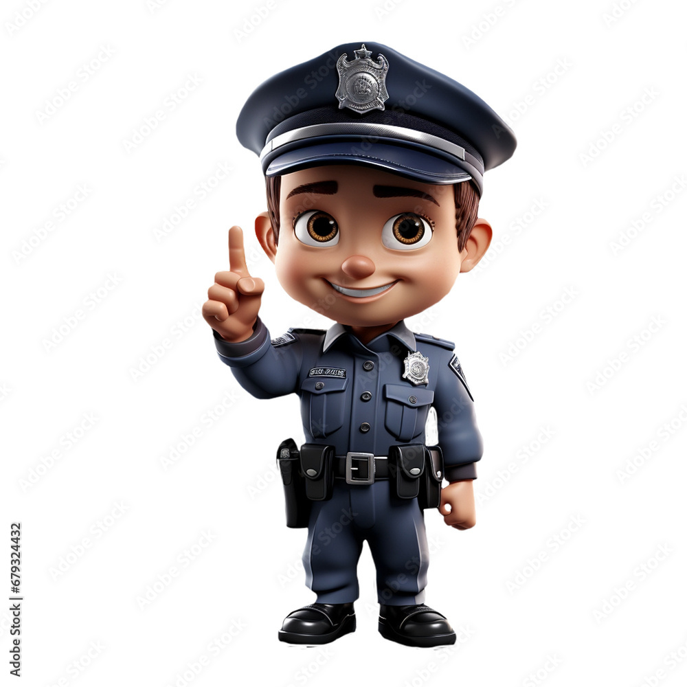 a 3d young police isolated on isolated transparent background png. Generated with Ai a 3d young police isolated on isolated transparent background png. Generated with Ai