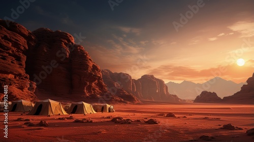 Camp at Wadi Rum desert, Jordan photo