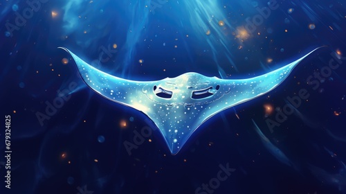 A manta ray swimming in the ocean. photo
