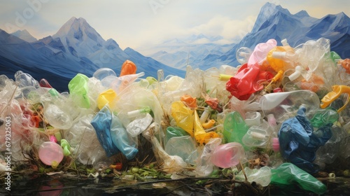 Plastic ready to be recycled in the yard of a company specializing in ecological treatments