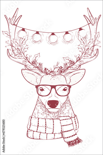 Christmas deer t-shirt design