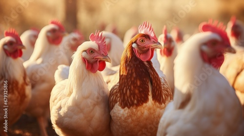 Chickens broilers on the farm. Selective focus.animals photo